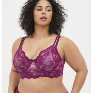 Torrid Plum Caspia Dot Lace Longline Underwire Bra Plussize 1X NWT